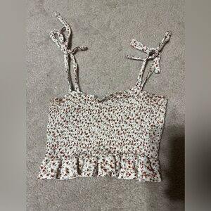 Garage rose pattern tie-strap tank top